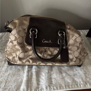 Coach Brown and Tan Signature Satchel